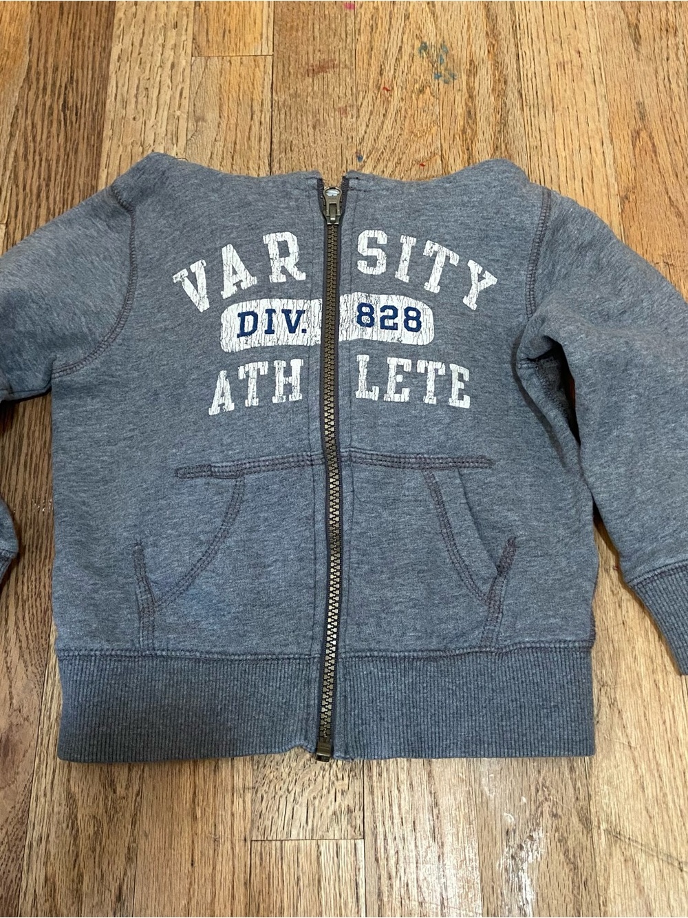 Carters Kids Varsity Athlete Zip-Up Hoodie Jacket Gray 4T